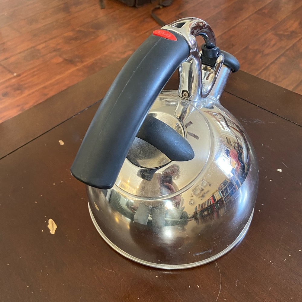 Oxo Stainless Steel Whistling Tea Kettle with Black Handle